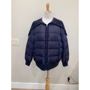 Sportmax Code Dark Navy Nylon Puffer Jacket Knit Sweater Color Size Size 6